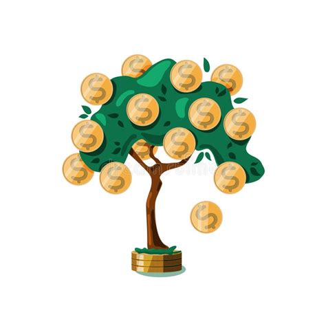 Money Tree With Dollar Coins On A White Isolated Background The