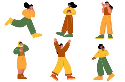 Frightened Women Startled Female Characters Yell 13515348 Vector Art