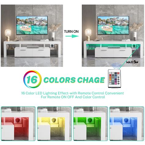White Tv Stand For 75 Inch Tv Modern High Glossy Tv Cabinet With 16