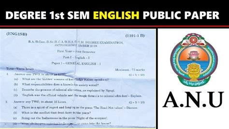 Degree 1st Sem English Public Paper YouTube