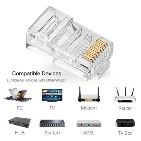 Rj45 Konnektör 100 Adet Network Cat5 Cat6 Jak Jack Ethernet Uç