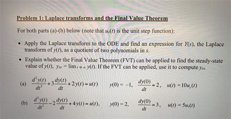 Solved Problem 1 Laplace Transforms And The Final Value