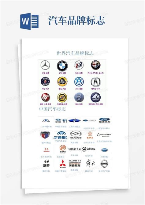 汽车品牌标志word模板下载编号lnkwydnx熊猫办公