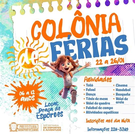 Estão abertas as inscrições para a Colônia de Férias gratuita da