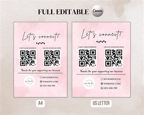 Editable Social Media Qr Code Template Small Business Sign Template