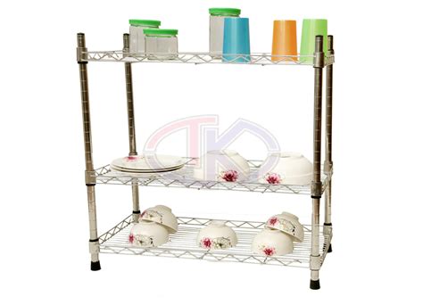 3 Tier Stainless Steel Wire Shelving Unit Rack