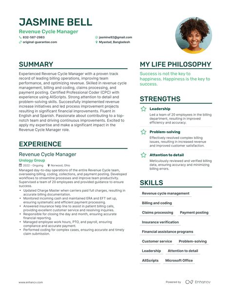 Revenue Cycle Manager Resume Examples How To Guide For