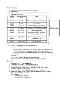 Organic Chemistry Notes Igcse By Miss Beljit Tpt