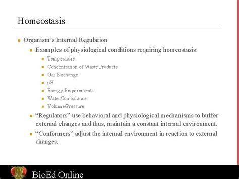 Homeostasis Regulation of the Internal Milieu Wade Haaland