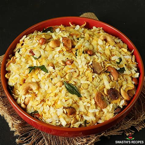 Poha Chivda Recipe Swasthi S Recipes