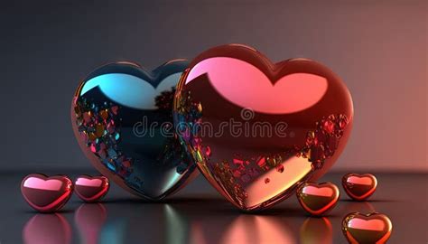 A Couple Of Heart Shaped Objects Sitting On Top Of A Table Stock