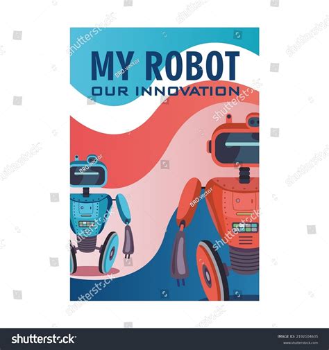 Robots Show Invitation Flyer Humanoids Cyborgs Stock Vector Royalty