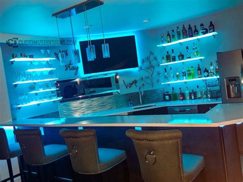 Led Lighted Shelves Back Bar Shelving For Home Bars Restaurants