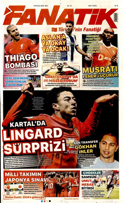 Fanatik Gazetesi Fanatik Man Et Oku Haberler Eyl L