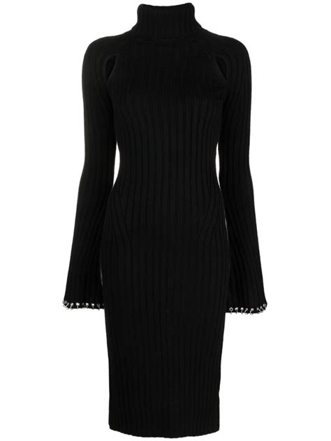 Patrizia Pepe Cut Out Ribbed Midi Dress Black Farfetch