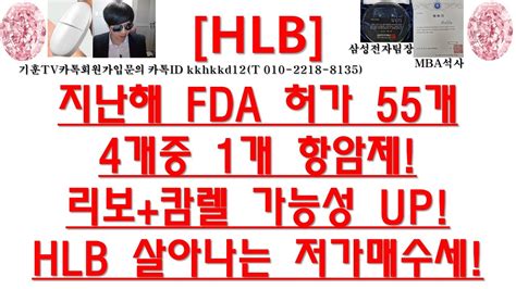 주식투자 Hlb지난해 Fda 허가 55개4개중 1개 항암제리보캄렐 가능성 Uphlb 살아나는 저가매수세