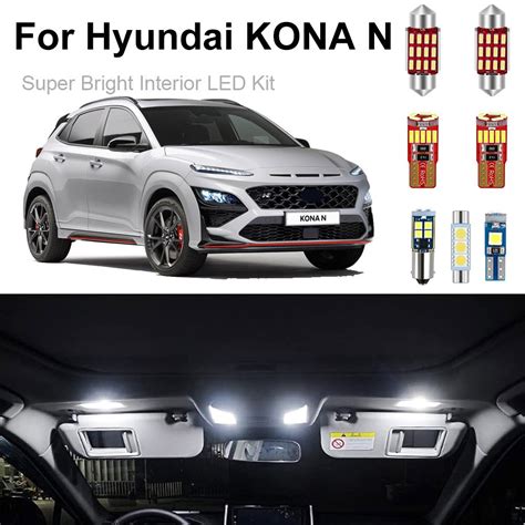 11pcs Car Led Interior Light Kit For Hyundai Kona N 2021 2022 2023 Dome