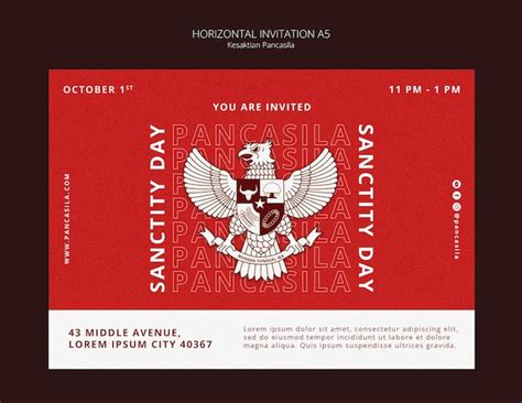 Premium Psd Kesaktian Pancasila Greeting Card Template Design