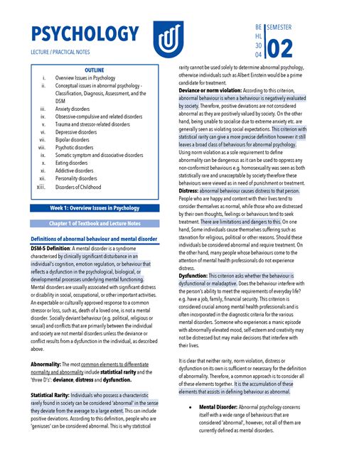 Clinical And Abnormal Psychology Dragged PSYCHOLOGY LECTURE