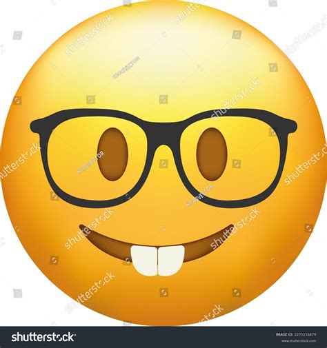 Nerd Emoji Emoticon Transparent Glasses Funny Stock Vector (Royalty ...