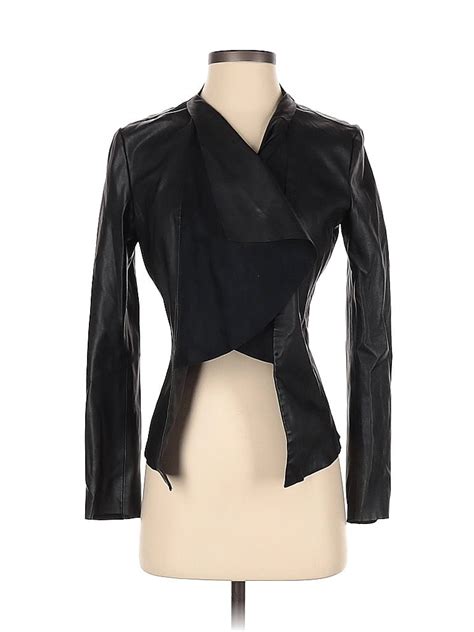 Zara Basic Solid Black Leather Jacket Size Xs Off Thredup