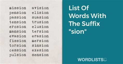 List Of Words With The Suffix Sion