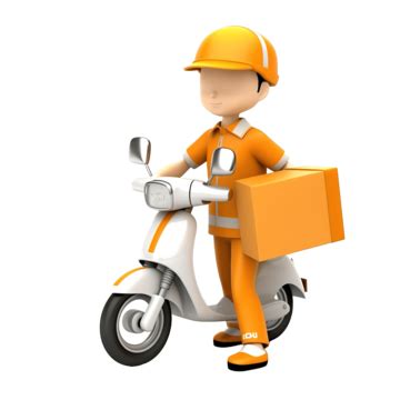 3d Render Orange Courier Delivering Package 3d 3d Render 3d