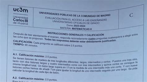 Pol Mica En La Evau De Madrid Con El Examen De Matem Ticas Ii En