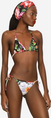 Dolce Gabbana Triangle Bikini With Pictorial Floral Print Shopstyle