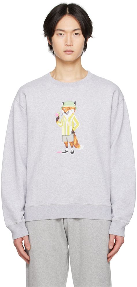 Gray Dressed Fox Sweatshirt By Maison Kitsun On Sale