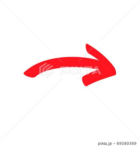 Small Red Curved Arrow Sign Slightly Rounded Pixta