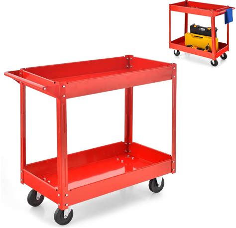 Giantexuk Tool Trolley On Wheels Tier Rolling Storage Service Cart