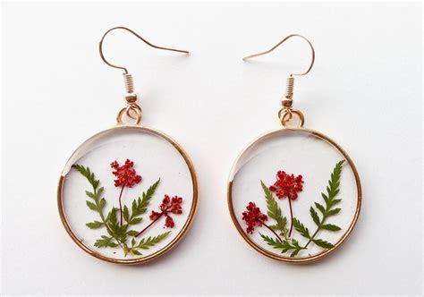 Pressed Flower Earring Resin Jewellery Real Flower Jewelry Etsy