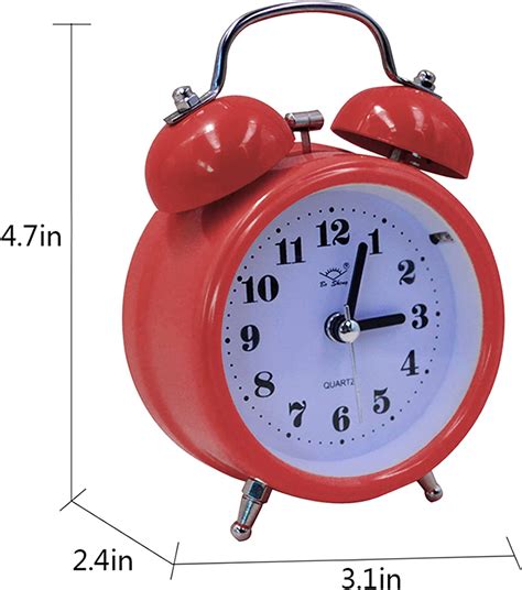 3in Small Round Shape Loud Twin Bell Plastic Alarm Clock Silent Analog Quartz Nightlight Clock