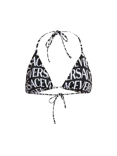 Shop Versace Logo Print Triangle Bikini Top Saks Fifth Avenue