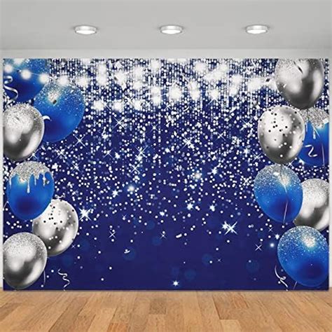 Wenmer 5x7ft Royal Blue Glitter Backdrop Blue Glitter Balloon Backdrop Graduation