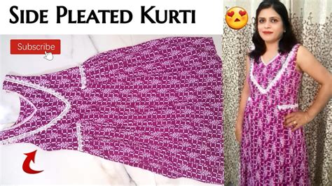 Side Pleated Kurti Cutting And Stiching Easy Kurti Suit Kameez