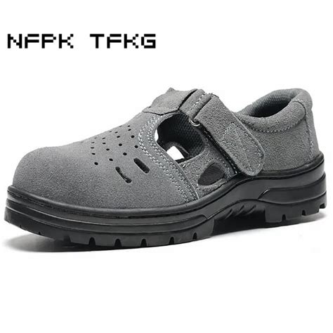 Big Size Men Grey Breathable Summer Sandals Steel Toe Covers Work