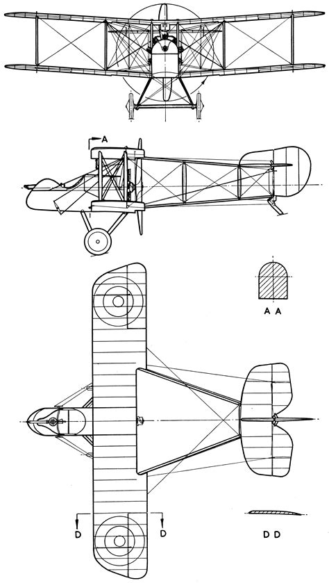 Airco DH.2 Blueprint - Download free blueprint for 3D modeling