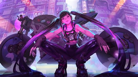 Cyberpunk Girl Motorcycle Art 4k Hd Wallpaper Rare Gallery