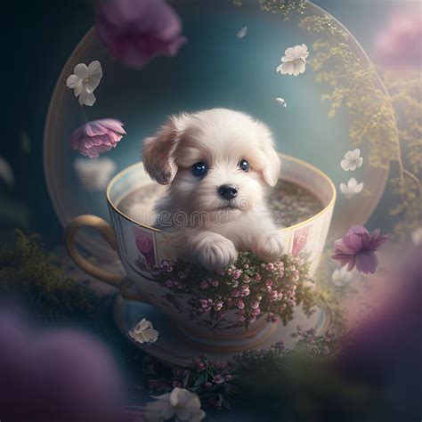 Adorable Puppy In A Teacup Stock Image Image Of Marketing 271656043