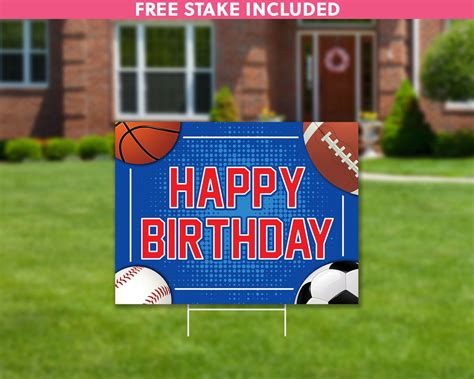 Happy Birthday Sports 18 X 24 Yard Card Sports - Etsy