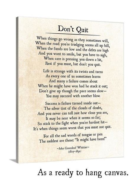 Don T Quit Poem John Greenleaf Whittier Quote Graduation Etsy Uk