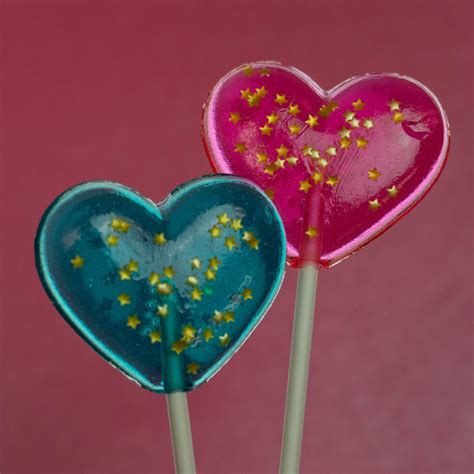 Sparkly Pink Heart Lollipops For Happy Valentines Day Candy Hearts