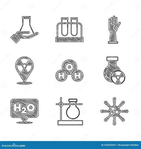 Set Chemical Formula For H2o Test Tube Flask On Stand Bacteria