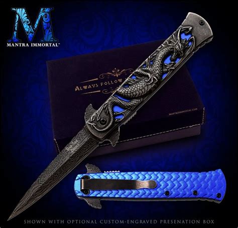 Custom Engraved Dragon Folding Knife The Dragon Cerule W Etsy Uk