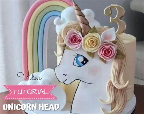 Unicorn Head Cake Topper Video Tutorial With Templates Etsy