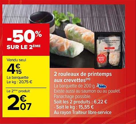 Promo 2 Rouleaux De Printemps Aux Crevettes Chez Carrefour ICatalogue Fr