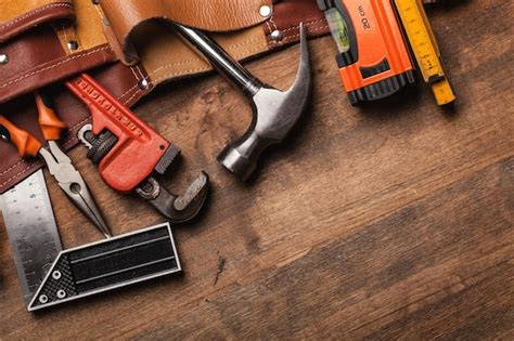 Premium Photo Tool Belt With Tools On Background