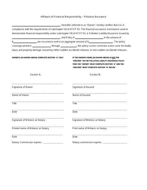 Wisconsin Affidavit Of Financial Responsibility Pollution Insurance Fill Out Sign Online